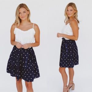 navy and white dress
